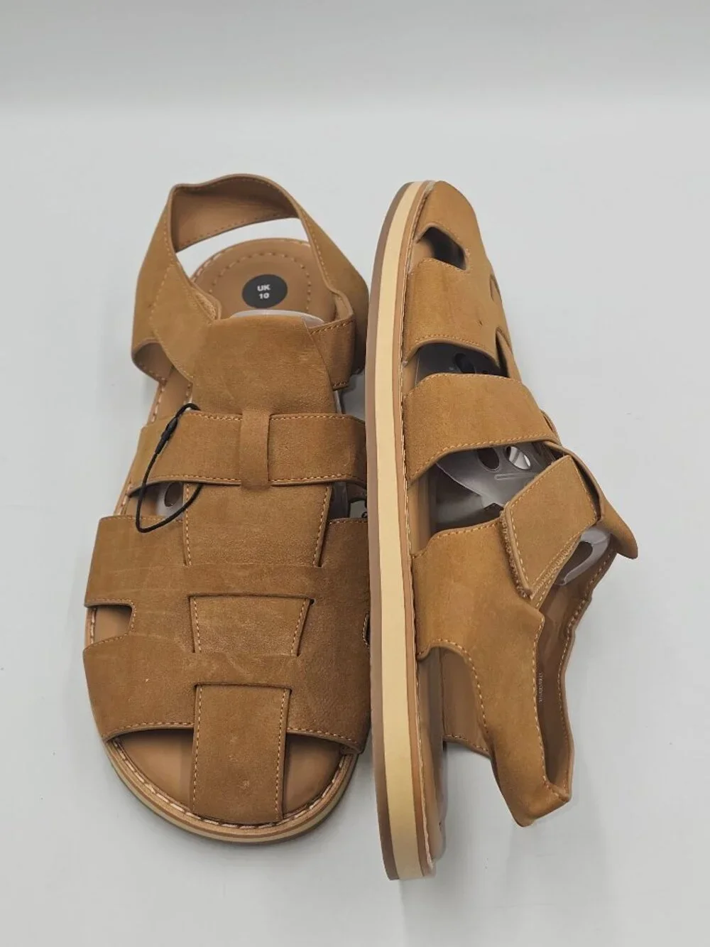 NWT Zara Men's Tan Brown Faux Suede Strap Fisherman Sandals Size 11 (44) 3766